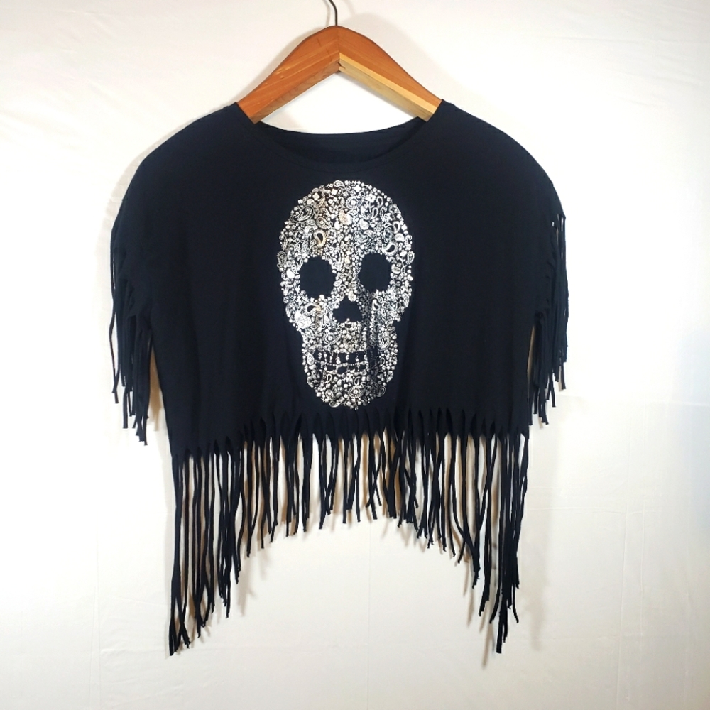 Freeze fringed arm and waist silver Paisley designed skull juniors large 11/13